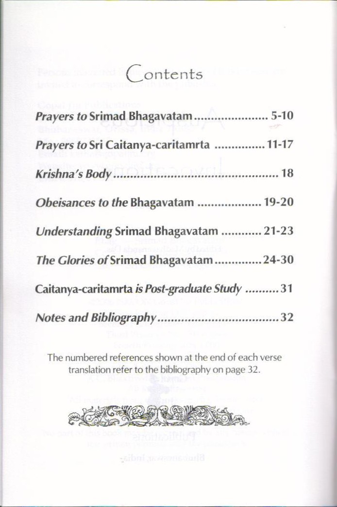 Auspicious Invocation — Contents page 1