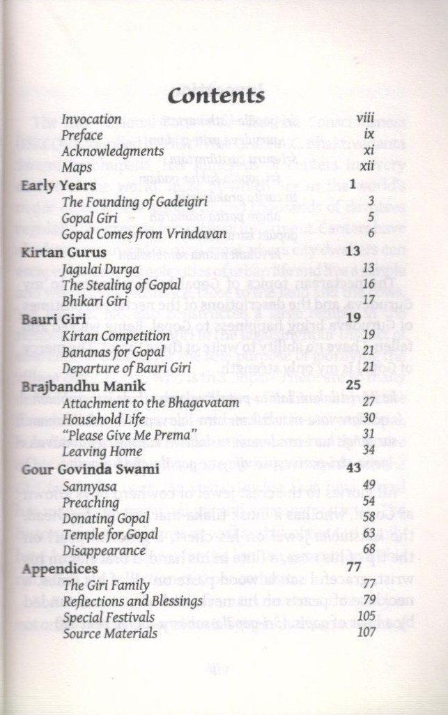 Gopal Jiu — Contents page 1
