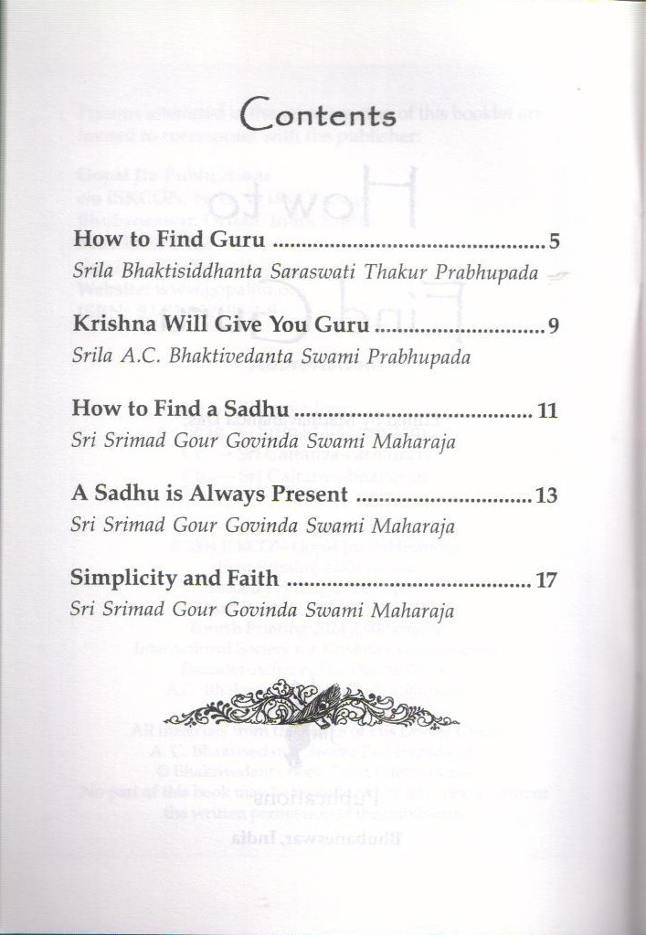 How To Find Guru — Contents page 1