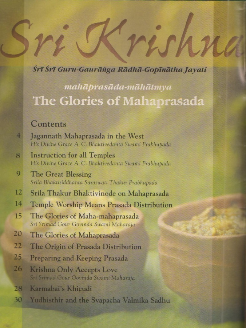 Krnsa Kathamrita vol 14 (Glories of Mahaprasad) — Contents page 1