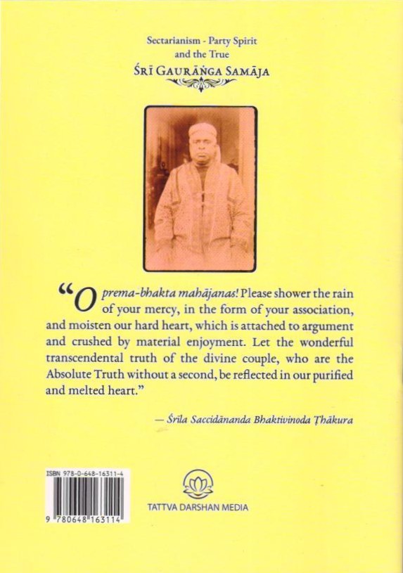 Sri Gauranga Samaj — Back Cover