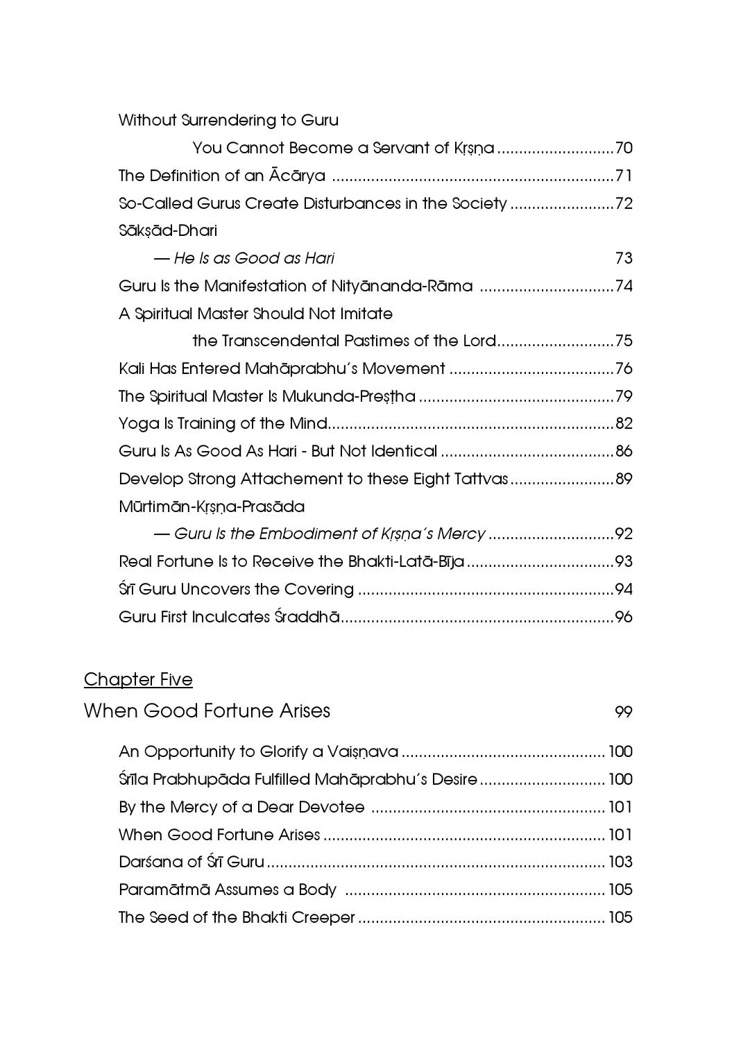 Sri Guru I — Contents page 4