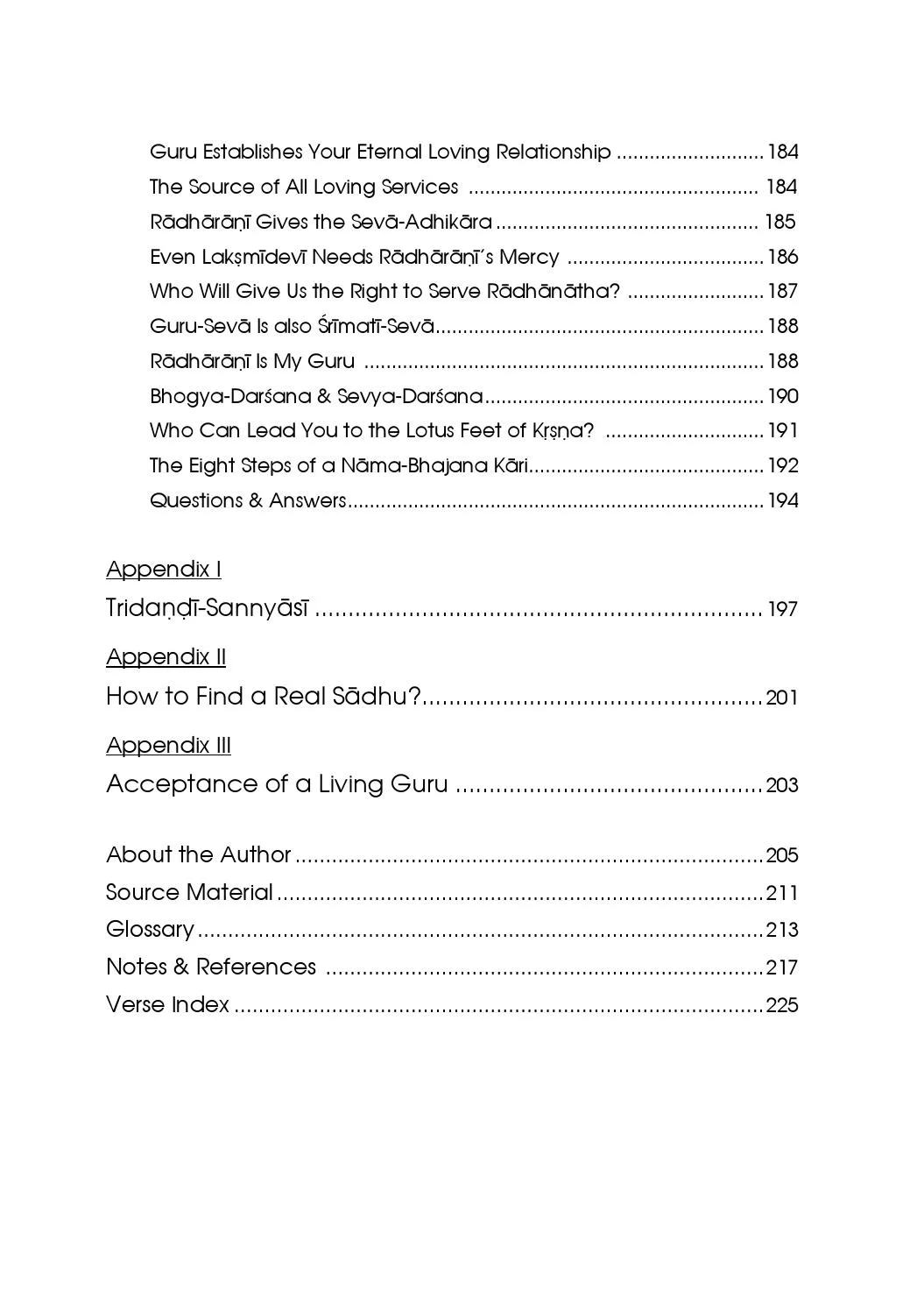 Sri Guru I — Contents page 8