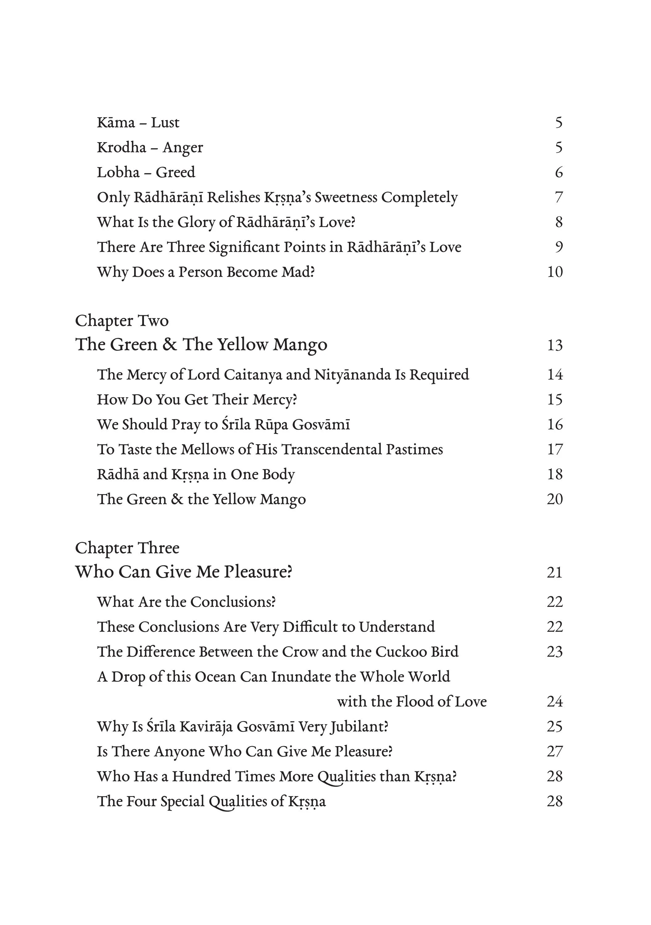 Sri Radha Vol. i — Contents page 2