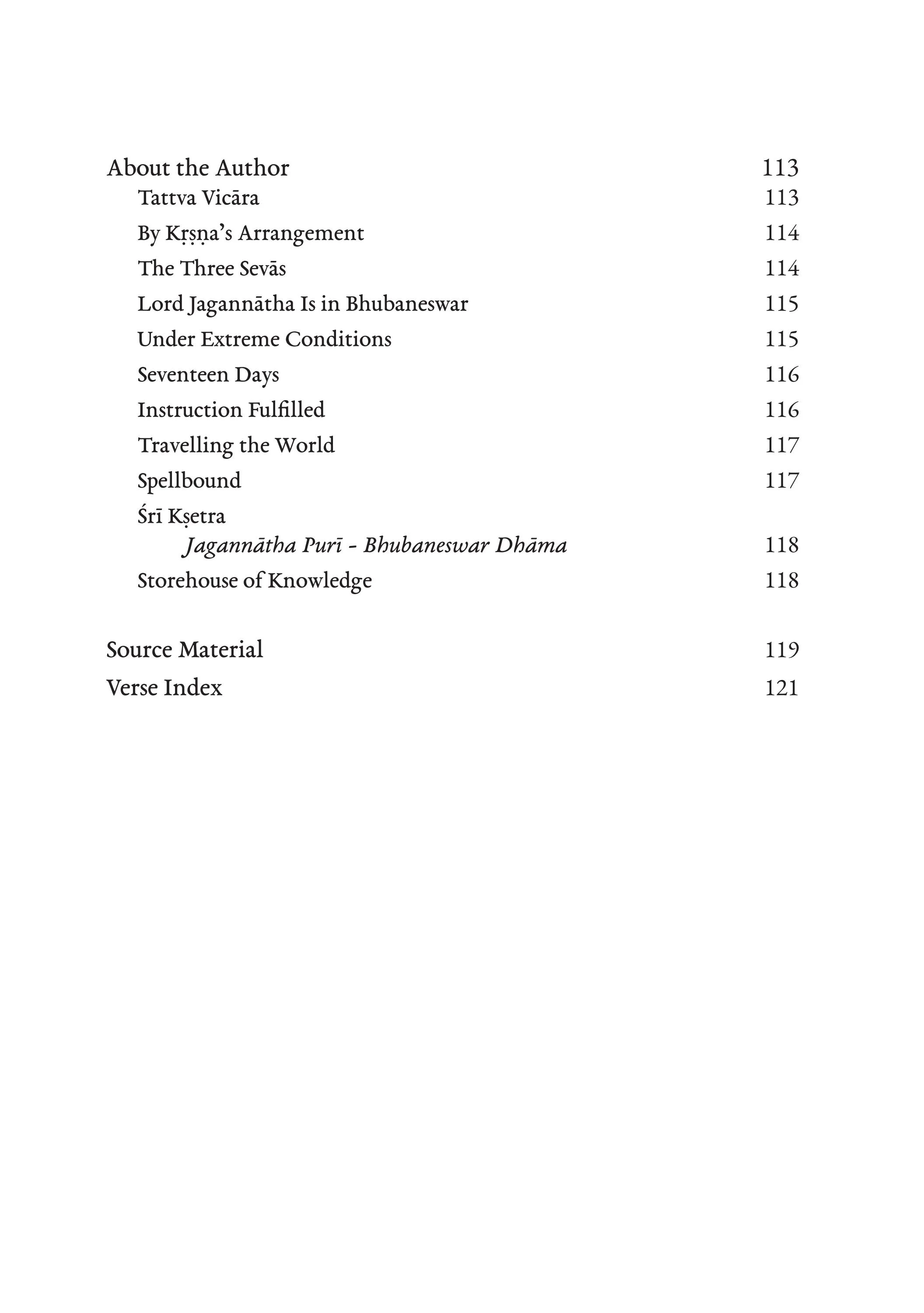 Sri Radha Vol. i — Contents page 6
