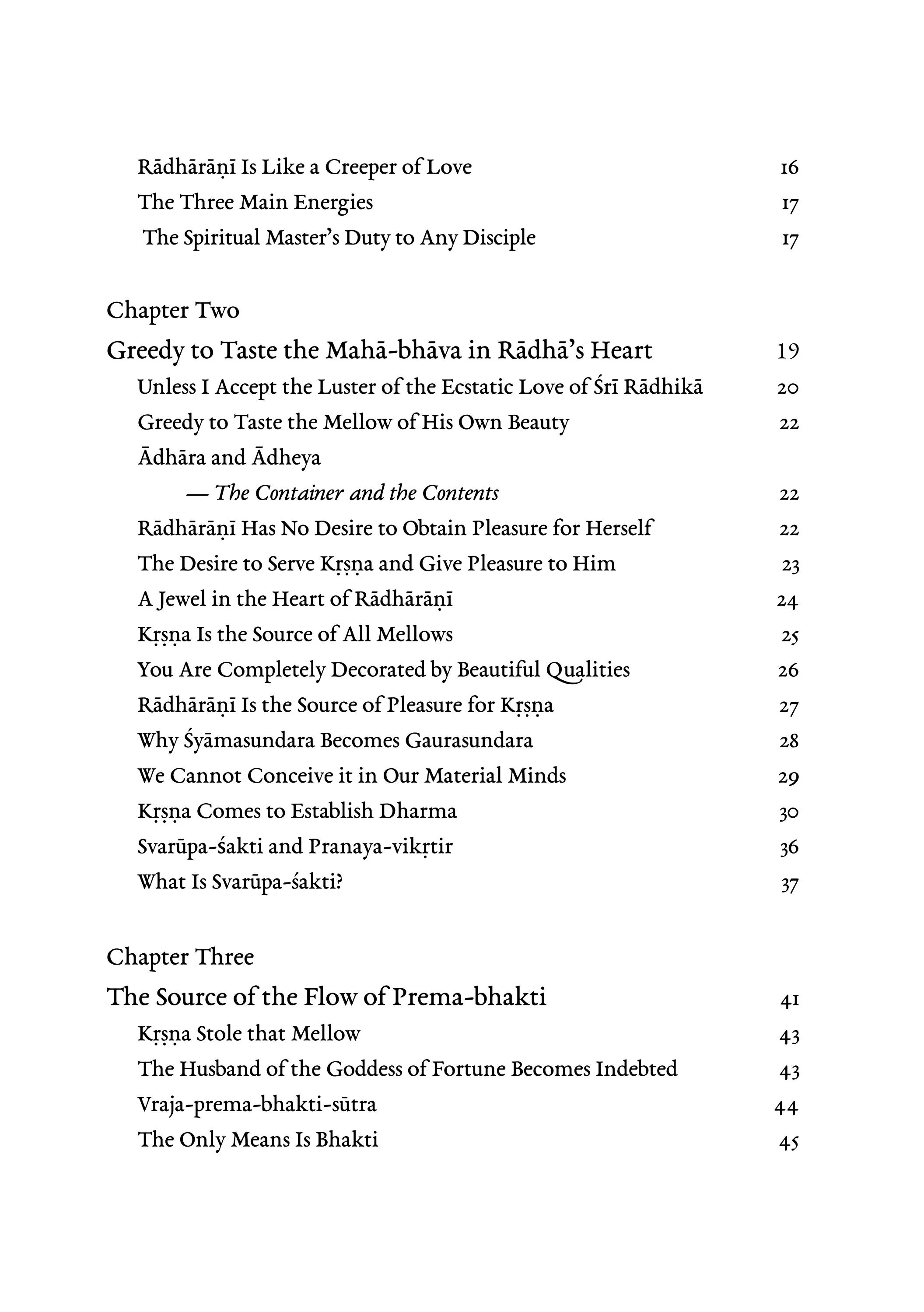 Sri Radha Vol ii — Contents page 2