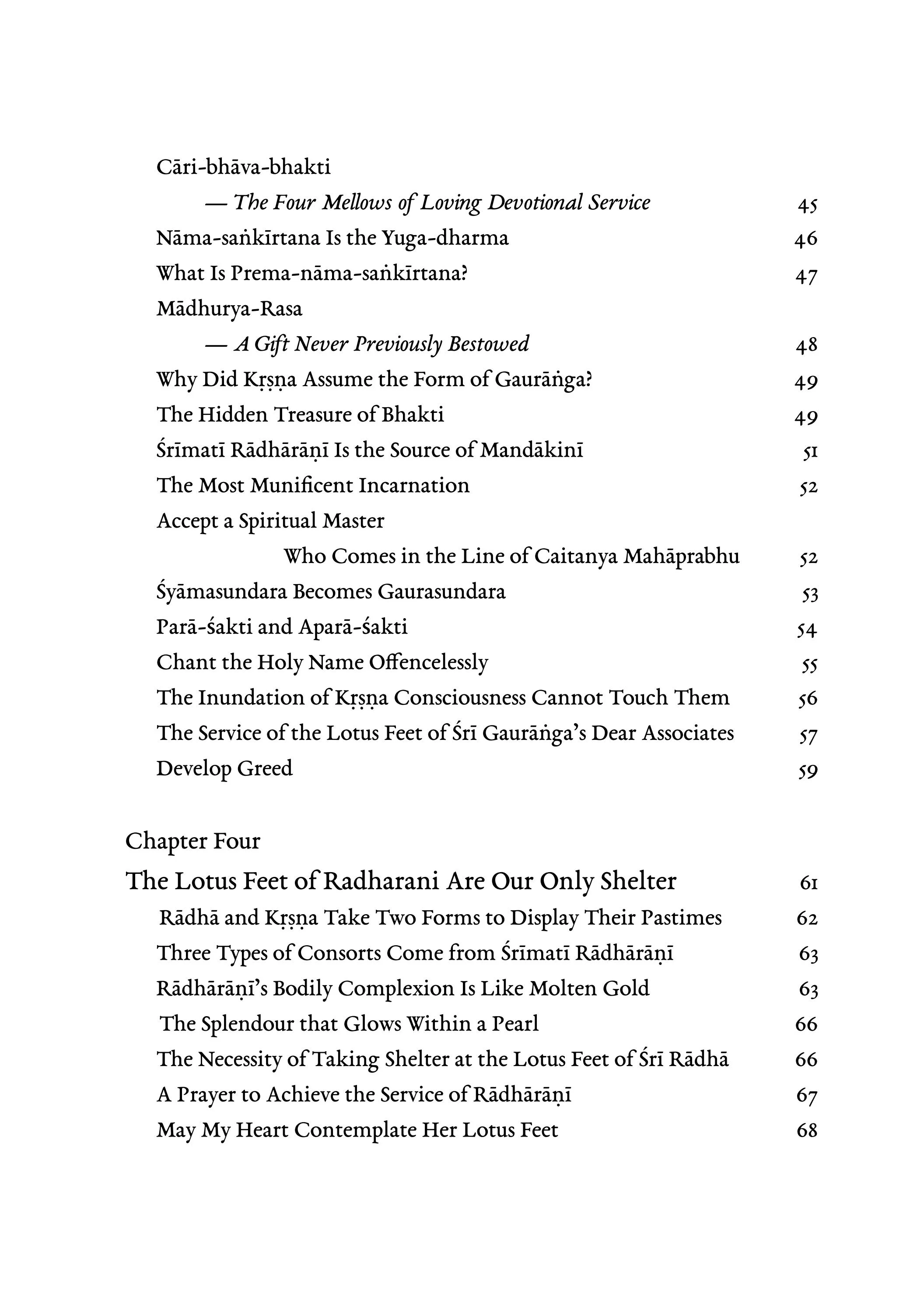 Sri Radha Vol ii — Contents page 3