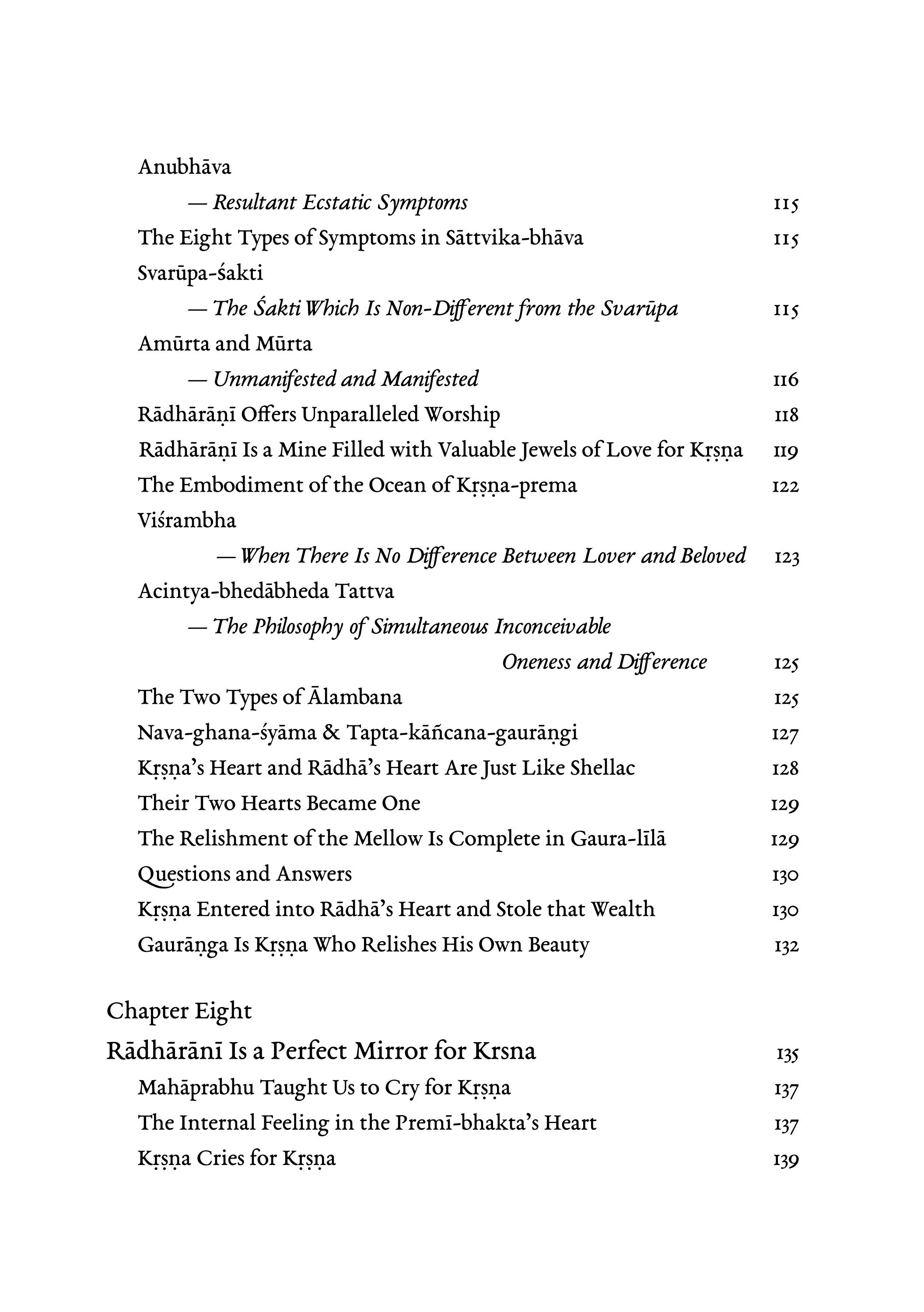 Sri Radha Vol ii — Contents page 6