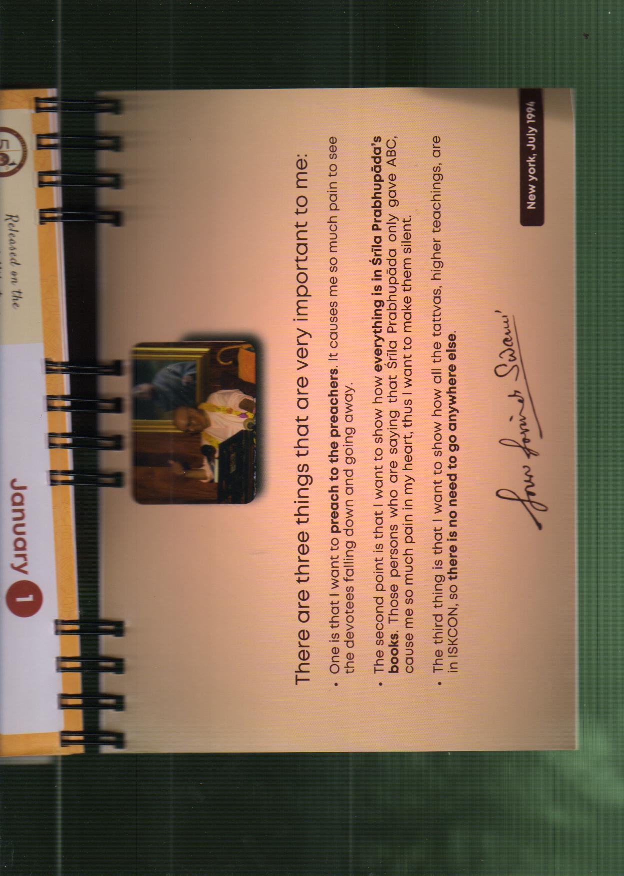 Srila Gour Govinda Swami Calendar — Contents page 1