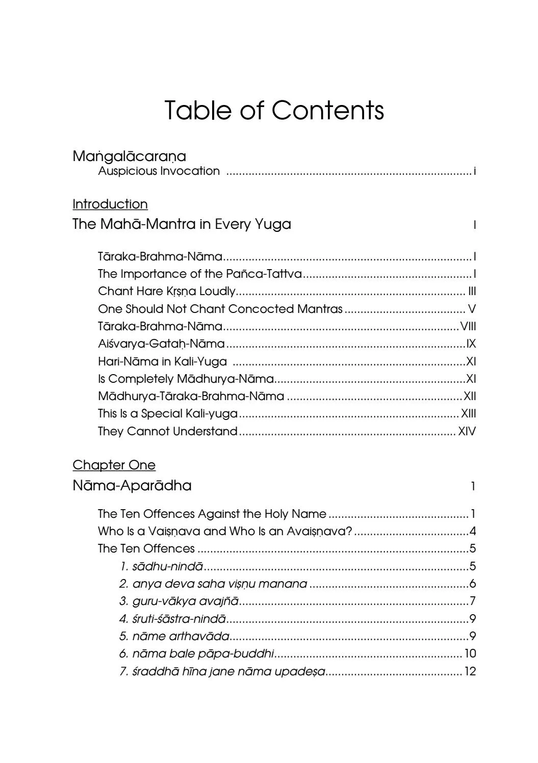 Suddha Naam Bhajan (Soft) — Contents page 1