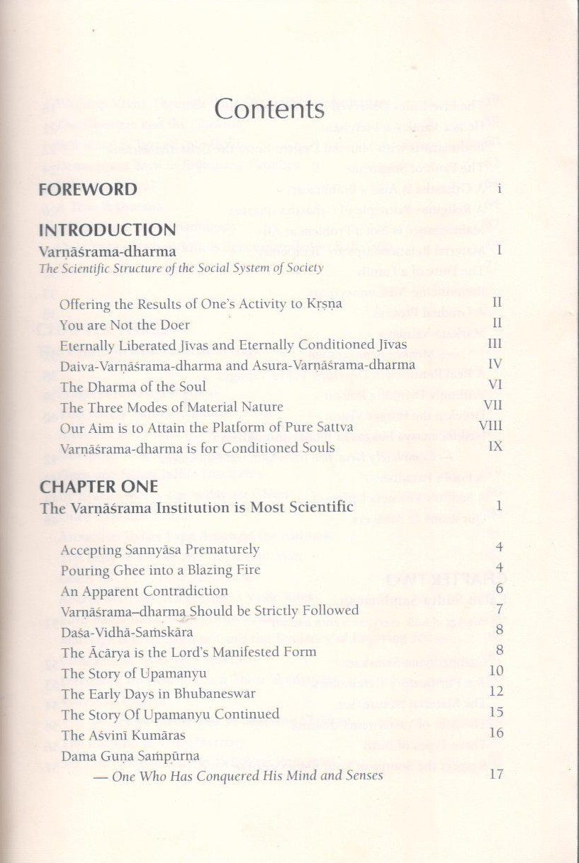 Vedic Dharma I (Grhastha Ashram) (soft) — Contents page 1
