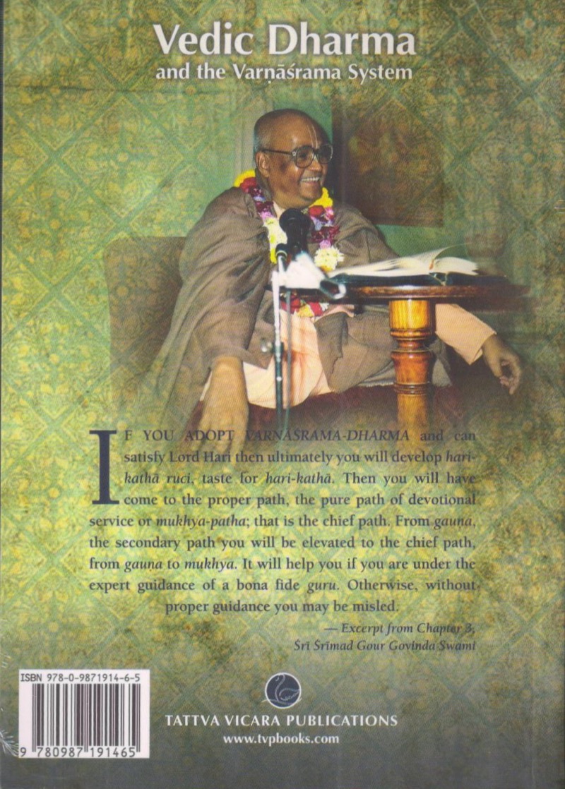 Vedic Dharma II (Varnashrama System) — Back Cover