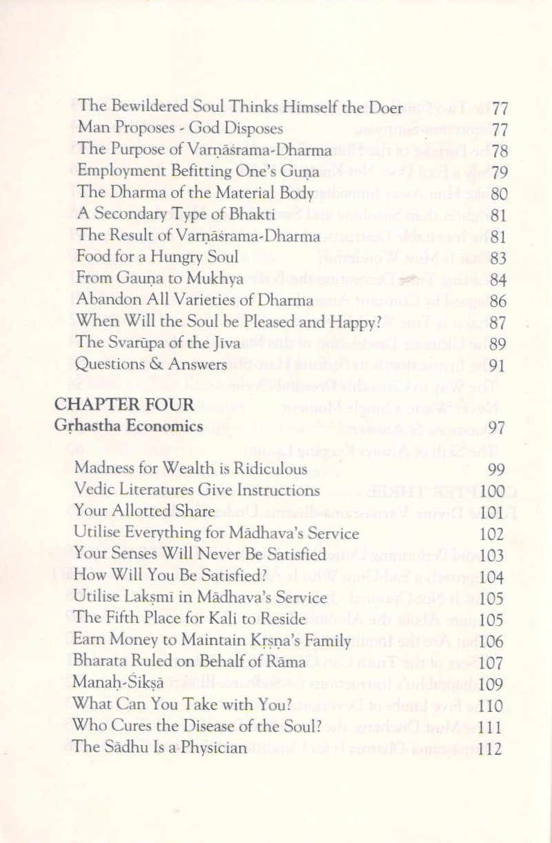 Vedic Dharma II (Varnashrama System) — Contents page 4