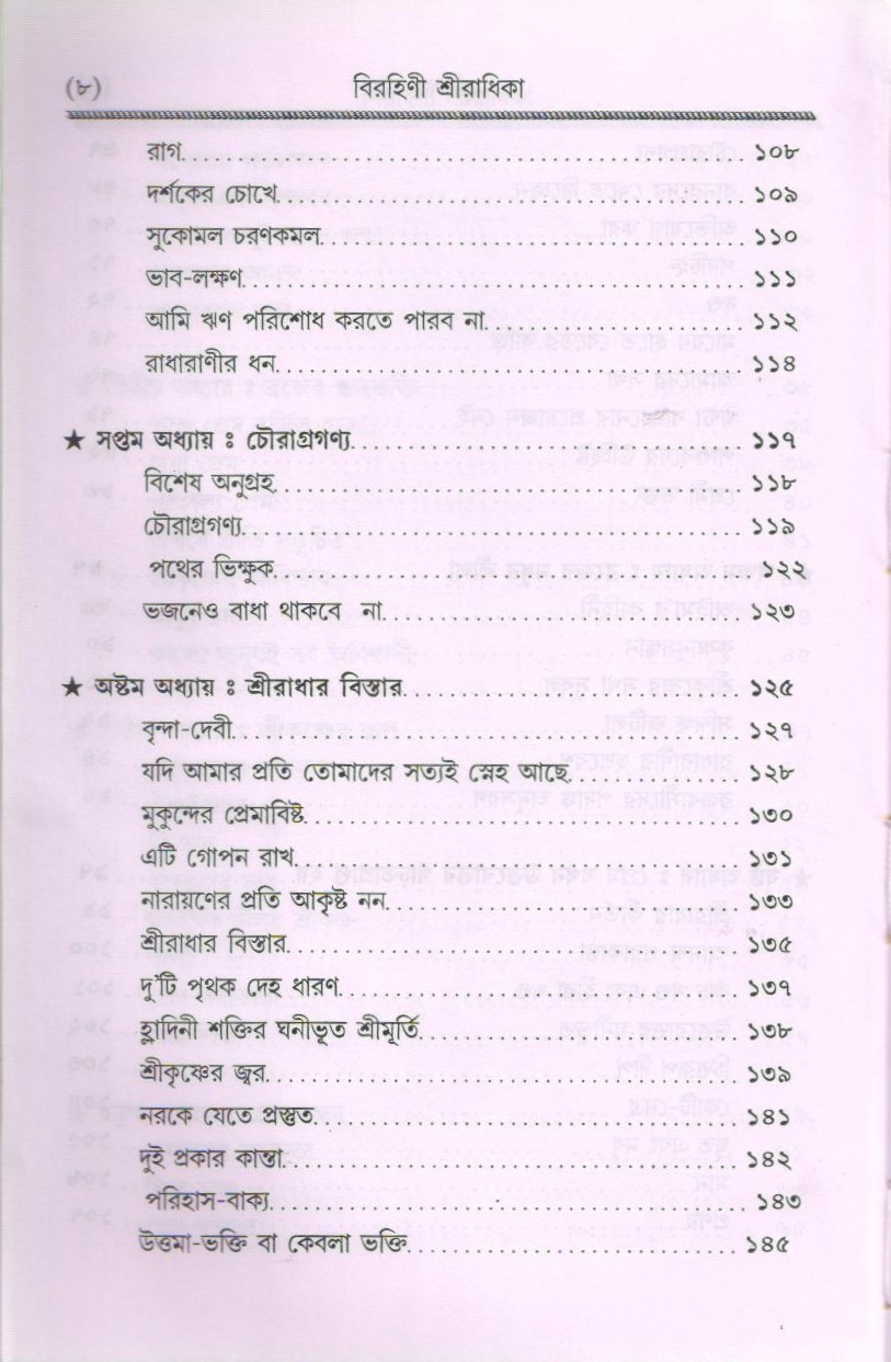 Virahini Sri Radhika — Contents page 4