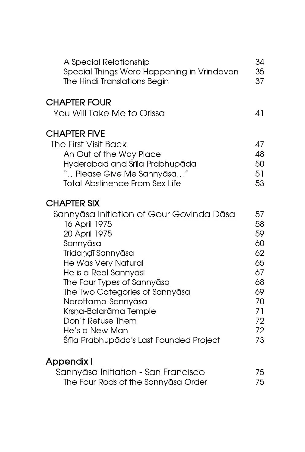Vrindavan 1975 — Contents page 2
