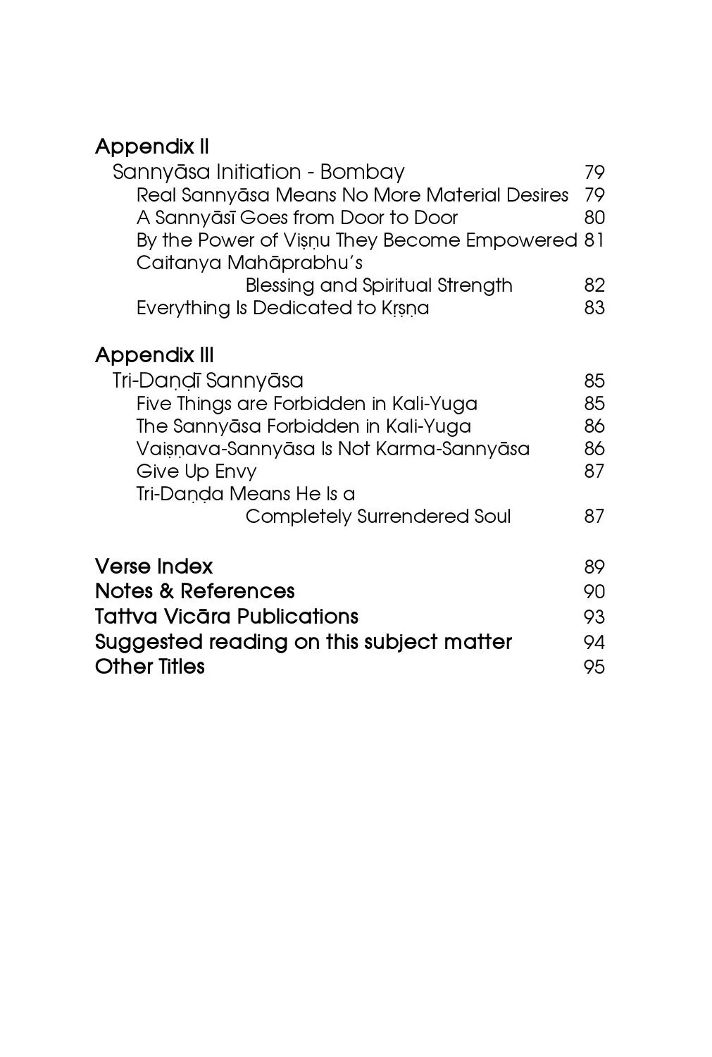 Vrindavan 1975 — Contents page 3