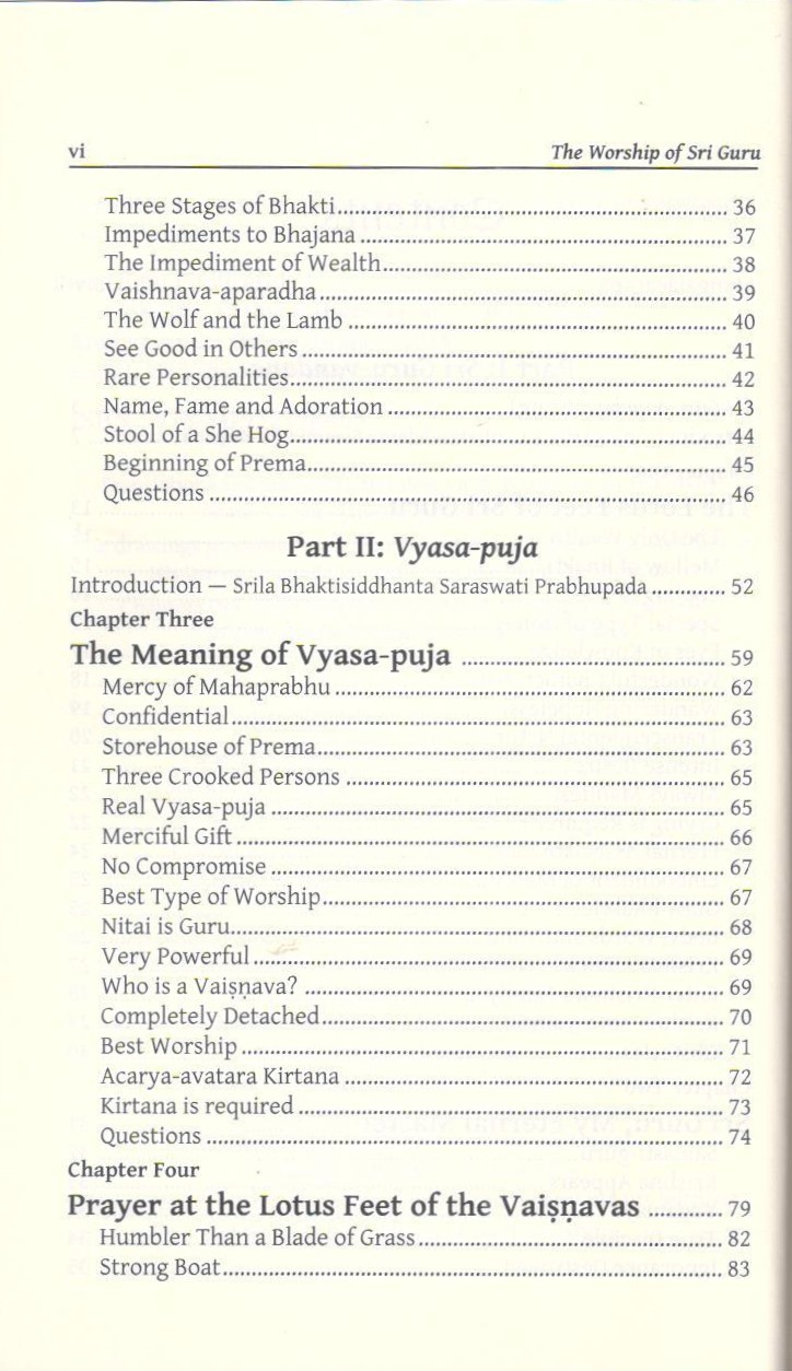Worship of Sri Guru — Contents page 2