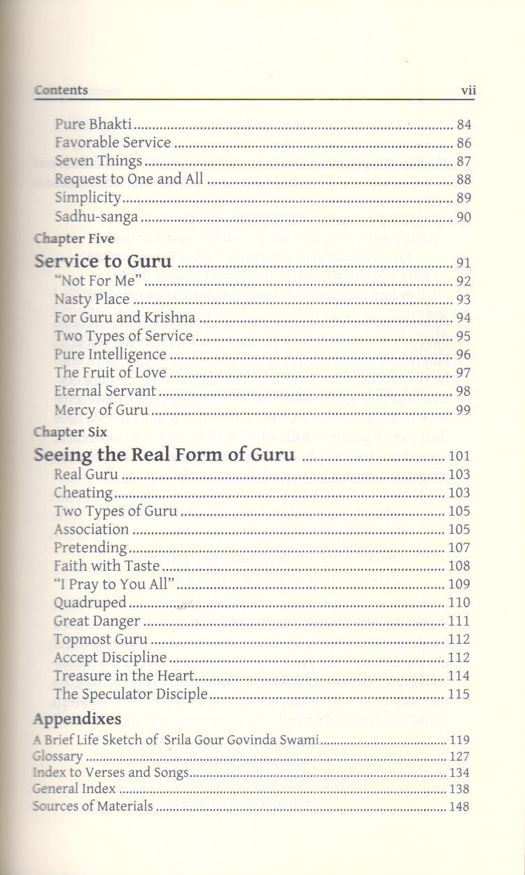 Worship of Sri Guru — Contents page 3